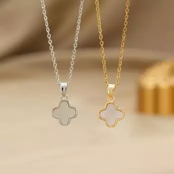 Ожерелье из титановой стали с четырьмя листами клевера, роскошная красная подвеска, модная индивидуальная цепочка на ключицу, не теряет цвет, женские серьги золотой
