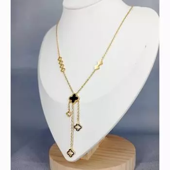 Ожерелье из титановой стали с четырьмя листами клевера, женская, полая подвеска, темпераментная бахрома, ключичная цепочка в стиле хип-хоп, новая цепочка на шею с аксессуарами