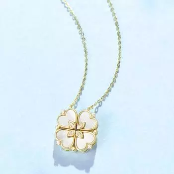 Ожерелье из титановой стали с четырьмя листами клевера двойного назначения для женщин, простая цепочка на ключицу, съемная легкая роскошная ювелирная бижутерия