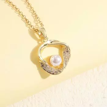 Ожерелье из титановой стали с французским кругом, женский высококачественный персонализированный универсальный комплект ювелирных изделий с микро-инкрустацией цирконием и жемчугом