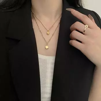 Ожерелье из титановой стали с геометрическим кубом, неувядающее, для девочек, роскошные ювелирные изделия