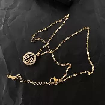 Ожерелье из титановой стали с характерным рисунком не выцветает, женская летняя универсальная цепочка на шею с высоким чувством, аксессуары в Иу, цепочка на ключицу в национальном стиле