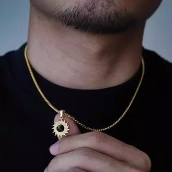 Ожерелье из титановой стали с инкрустацией из золотистого подсолнуха и тигрового глаза для мужчин и женщин, не выцветает, универсальная высококачественная цепочка для свитера