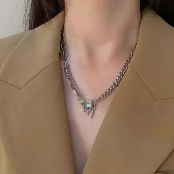 Ожерелье из титановой стали с кристаллами лавы, новая женская высококачественная дизайнерская цепочка на шею с нишей, цепочка на ключицу, женская летняя цепочка Tide