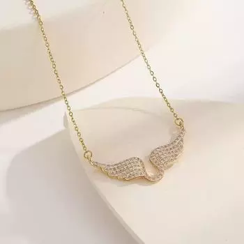 Ожерелье из титановой стали с крыльями ангела и бриллиантами для женщин, легкая роскошь, универсальное, темпераментное, с цирконовой подвеской, ювелирное изделие