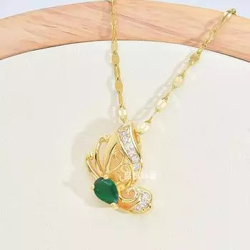 Ожерелье из титановой стали с маленькой бабочкой, женская легкая роскошь, подвеска с цирконом холодной огранки