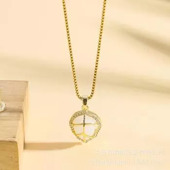 Ожерелье из титановой стали с опаловым листом, женское, легкое, роскошное, простое, свежее, натуральное, инкрустированное ювелирное изделие с подвеской