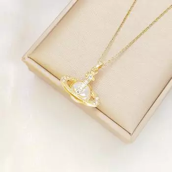 Ожерелье из титановой стали с планетой, женский дизайн, личность, универсальное, циркон, геометрическая подвеска, аксессуары