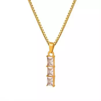 Ожерелье из титановой стали с подвеской в виде коробки из хрустального камня на День святого Валентина, позолоченное, с женской цепочкой Niche 520