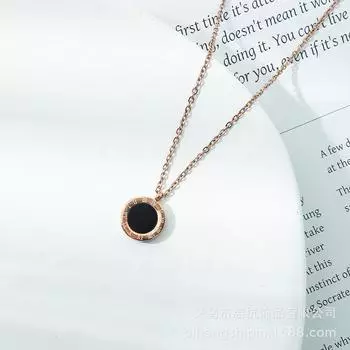 Ожерелье из титановой стали с римскими цифрами, женское, простое, модное, универсальное, геометрическое, круглое, изысканное ювелирное изделие