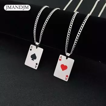 Ожерелье из титановой стали в стиле хип-хоп, универсальная цепочка для свитера из нержавеющей стали, персонализированная мужская и женская подвеска в виде покера