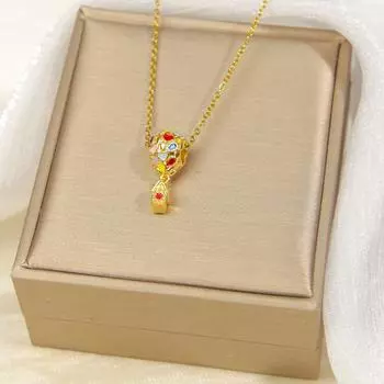 Ожерелье из титановой стали в виде воздушного шара, женская индивидуальность, трендовая геометрическая подвеска, цепочка на ключицу, красочные украшения