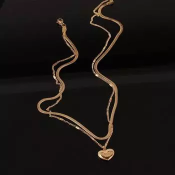 Ожерелье из титановой стали, женское сердце, двойная цепочка на ключицы, модный модный кулон, индивидуальное новое модное ювелирное изделие