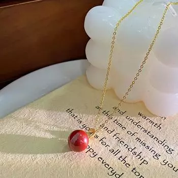 Ожерелье из транзитных бусин киновари для женщин, простое и универсальное, китайское плетение, красная ключичная цепочка