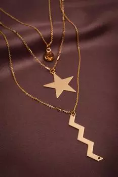 Ожерелье из трех частей золотого цвета с подвеской в виде звезды