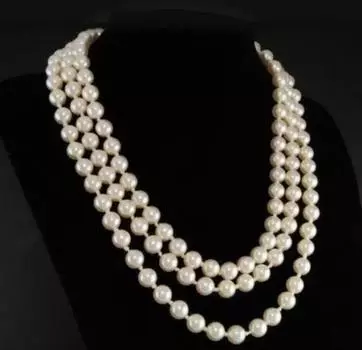 Ожерелье из трех нитей настоящего белого жемчуга первой леди 17-19 дюймов