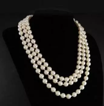 Ожерелье из трех нитей с настоящим белым жемчугом Жаклин Кеннеди, первая леди, 17–19 дюймов