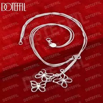 Ожерелье из трех змей в виде бабочки из стерлингового серебра 925 пробы, модные свадебные украшения 48CM