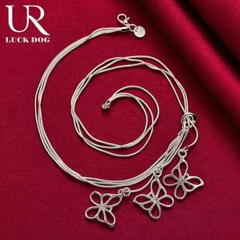 Ожерелье из трех змей в виде бабочки из стерлингового серебра 925 пробы, модные свадебные украшения 48cm 1.20*1.90cm