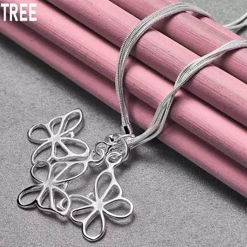 Ожерелье из трех змей в виде бабочки из стерлингового серебра 925 пробы, модные свадебные украшения 48CM