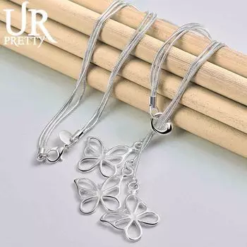 Ожерелье из трех змей в виде бабочки из стерлингового серебра 925 пробы, модные свадебные украшения 50CM