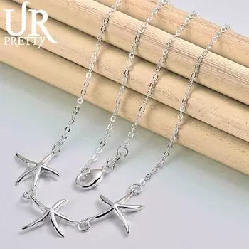 Ожерелье из трех звезд из стерлингового серебра 925 пробы, модные свадебные украшения 45CM
