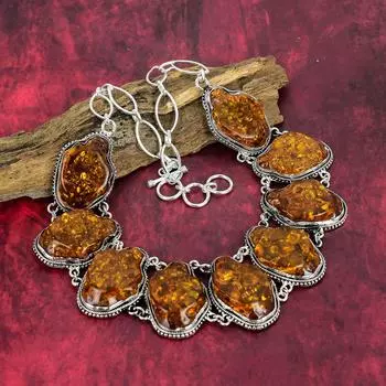 Ожерелье из твердого серебра 925 пробы с балтийским янтарем и регулируемой цепочкой, ювелирное ожерелье ручной работы из драгоценных камней на День памяти Adjustable with 18 inches жёлтый