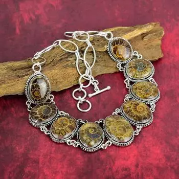 Ожерелье из твердого серебра 925 пробы из аммонита ископаемого с регулируемой цепочкой, ювелирное ожерелье из драгоценных камней ручной работы на День памяти Adjustable With 18 Inches жёлтый