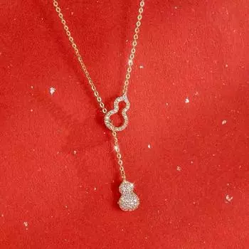 Ожерелье из тыквы Фулу с микроинкрустацией для женщин с легким роскошным темпераментом, изысканная бриллиантовая подвеска в китайском стиле с кисточкой, цепочка на ключицу