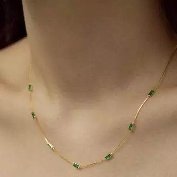 Ожерелье из зеленого изумруда от бренда Mihmily, легкая роскошь, изысканность, простота и ретро.