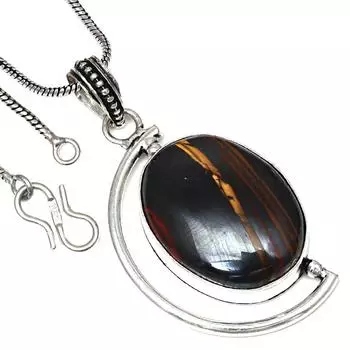 Ожерелье из железа, тигровый глаз, драгоценный камень, ручная работа, антикварное ювелирное изделие, 2 дюйма