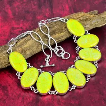 Ожерелье из желтого австралийского тройного опала, ювелирные изделия из драгоценных камней, ожерелье из стерлингового серебра 925 пробы, регулируемое ожерелье-цепочка ручной работы, подарок для ювелирных изделий для жены Adjustable with 18 inches жёлтый