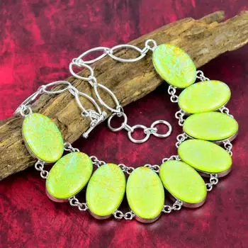 Ожерелье из желтого австралийского тройного опала, ювелирные изделия из стерлингового серебра 925 пробы ручной работы, регулируемое ожерелье-цепочка, дизайнерские украшения из драгоценных камней Adjustable with 18 inches жёлтый