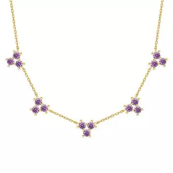 Ожерелье из желтого золота 18 карат с покрытием Da, инкрустированное фиолетовым бриллиантом в виде снежинки, женское элегантное темпераментное серебро 925 пробы, ювелирные изделия-цепочки на ключицы