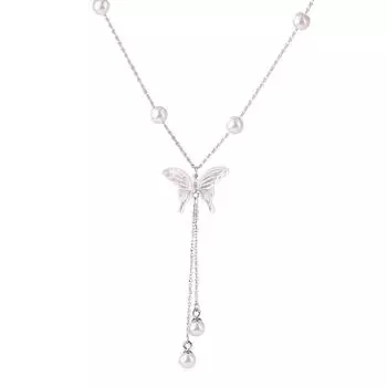 Ожерелье из жемчуга «Бабочка» для девочек: Легкая роскошь, милая, геометрическая, универсальная, усовершенствованная цепочка на ключицу