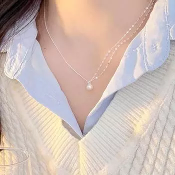 Ожерелье из жемчуга Banyan Tree S925 Silver - Элегантная легкая роскошная цепочка на ключицу для женщин NS3035 серебряный