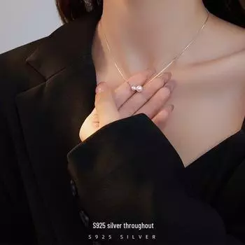 Ожерелье из жемчуга Banyan Tree S925 Silver - роскошная женская цепочка на ключицу из ракушечного жемчуга NS1026 [Silver plated with gold] серебряный