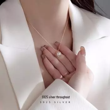 Ожерелье из жемчуга Banyan Tree S925 Silver Niche Shell: Элегантная текстурированная подвеска с жемчужной цепочкой на ключицу - идеальный подарок на День святого Валентина NS1100 золотой