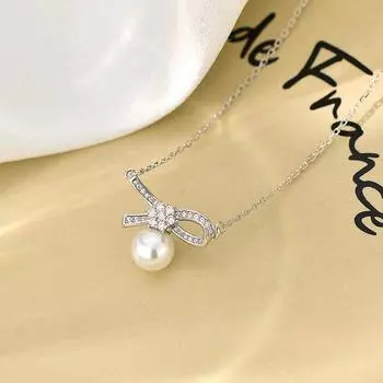 Ожерелье из жемчуга с бриллиантовыми узлами, легкая роскошь и ощущение высокого класса, изысканная и нишевая ключичная цепочка