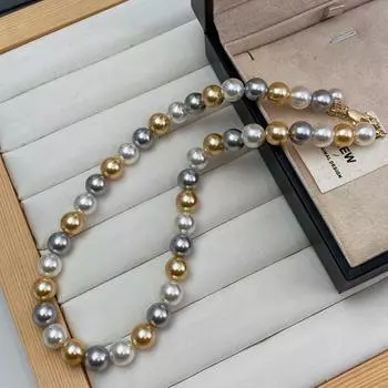 Ожерелье из жемчуга Шицзя не выцветает летом, модное, простое и высококачественное, маленькая ароматная ветровая цепочка для свитера, легкая роскошная ключичная цепочка