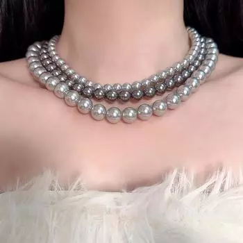 Ожерелье из жемчуга Шицзя: Роскошная ретро-цепочка на ключицу с французской элегантностью для мам