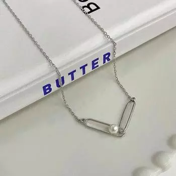 Ожерелье из жемчуга в виде скрепки для женщин, изысканная маленькая жемчужина, цепочка с подвеской на ключицу, простая и универсальная