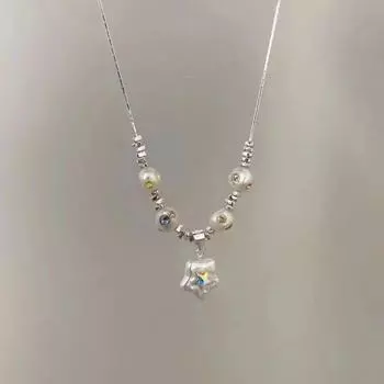 Ожерелье из жемчуга «звезда барокко»: Модный дизайн 2025 года, элегантная легкая роскошь, шикарное милое прохладное ожерелье на ключицу для женщин Baroque Star Pearl Necklace