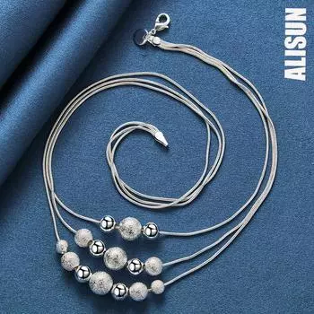 Ожерелье из змеиной цепи из стерлингового серебра 925 пробы, свадебные украшения 45CM