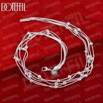 Ожерелье из змеиной цепи из стерлингового серебра 925 пробы с гладкими бусинами, модные свадебные украшения 45CM