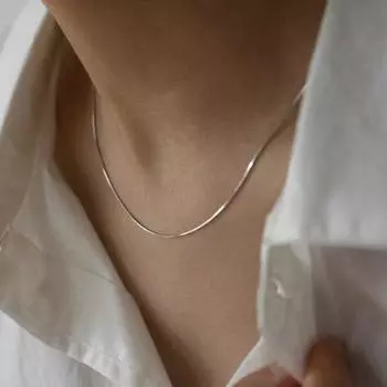 Ожерелье из змеиной цепи, женское тонкое колье из змеиной кости, титановая сталь, простое ожерелье, ювелирные изделия, подарок для подростков, подарки серебряный