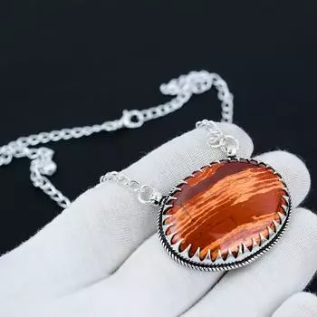 Ожерелье из змеиной яшмы с драгоценными камнями, натуральная змеиная яшма из стерлингового серебра 925 пробы, подвесное ожерелье для свадебного подарка, ожерелье для женщин 20 красный