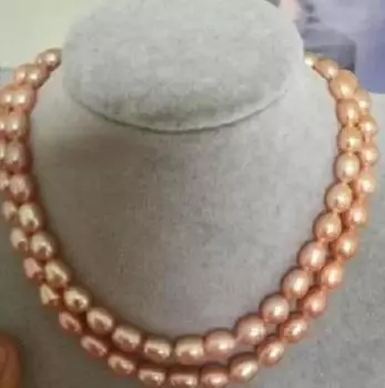 Ожерелье из золота и розового цвета в стиле барокко Южных морей, 9-10 мм, 35 дюймов