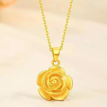 Ожерелье Изысканное песочно-золотое ожерелье с подвеской в виде розы, украшение для женщин, мода, универсальный стиль высокого класса
