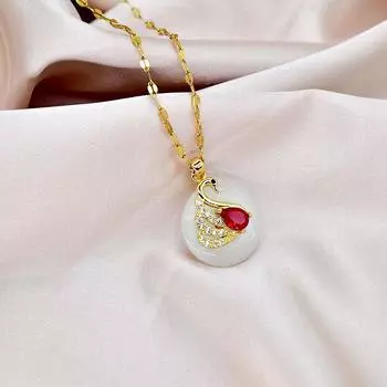 Ожерелье Jade Swan, креативный, милый, универсальный, корейский дизайн, изысканная, титановая, стальная, ключичная цепочка